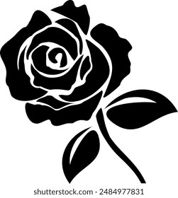 Ilustración vectorial floral de rosa negra. Dibujo floral