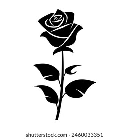 Black rose icon. Flower silhoutte. Vector illustration
