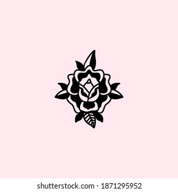 Black Rose image. Simple Rose Illustration