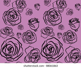 black rose on violet background seamless