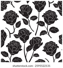 Black Rose Silhouette Design Vector