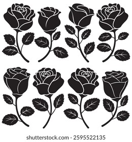 Black Rose Silhouette Design Vector
