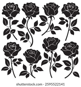 Black Rose Silhouette Design Vector