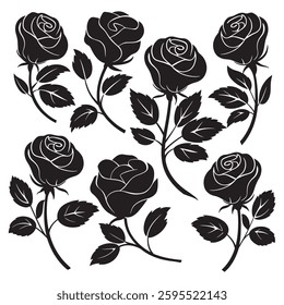 Black Rose Silhouette Design Vector