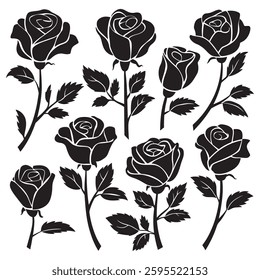 Black Rose Silhouette Design Vector