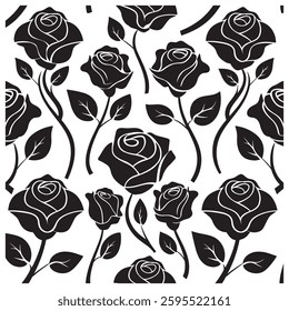 Black Rose Silhouette Design Vector