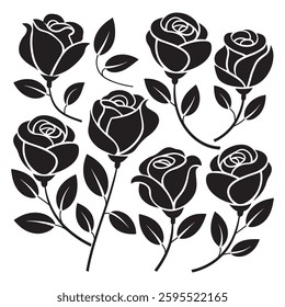 Black Rose Silhouette Design Vector