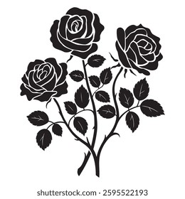 Black Rose Silhouette Design Vector