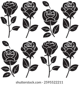 Black Rose Silhouette Design Vector