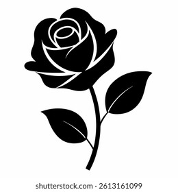 black rose silhouette nature vector icon with white background