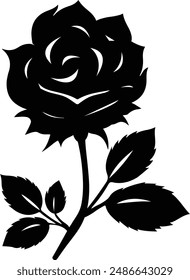 Black rose silhouette vector art illustration 