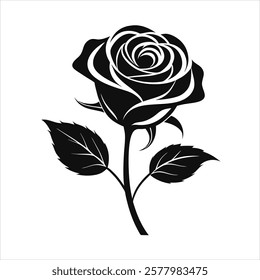 black rose silhouette vector illustration