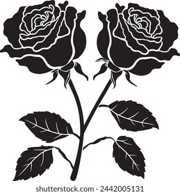 Black Rose silhouette vector Illustrator 