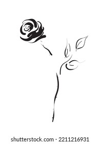 Black Rose Sketch Isolated On White Stock Vector (Royalty Free ...