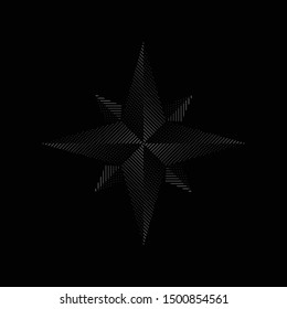 Black rose wind on black background. 3D illustration of rose wind.