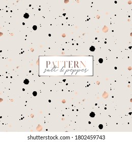 Black And Rosegold Ink Drops Pattern