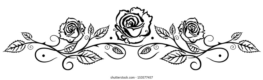 Black roses, floral ornament