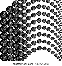 A lot of black roses. Halftone. Template for design