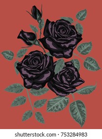 Black roses on red