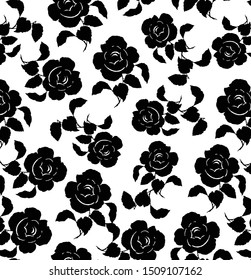 Black roses pattern. Seamless bacground.