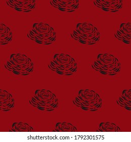 Black Roses With red Background Floral Pattern Seamless Vector Illustrator. Great for fabrics, textiles, wallpapers, backgrounds, 