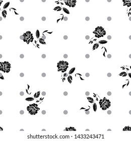 black roses seamless pattern. Hand drawn vector illustration surface design