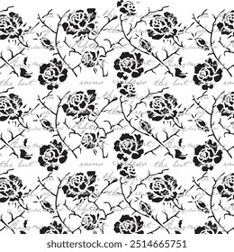 Black roses seamless pattern Royalty