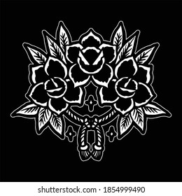 black roses tattoo vector design