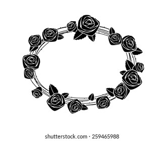 Black roses. Vector frame.