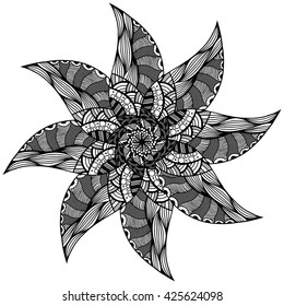 Black Rosette ornament. Isolated on white. Vector Illustration