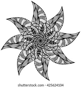 Black Rosette ornament. Isolated on white. Vector Illustration