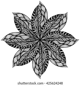Black Rosette ornament. Isolated on white. Vector Illustration