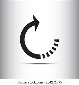 black rotate arrow vector in white background