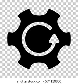Black Rotate Gear interface icon. Vector pictogram style is a flat symbol on chess transparent background.