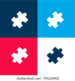 Black rotated puzzle piece four color material and minimal icon logo set in red and blue
