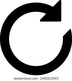 Black Rotation Arrow Cycle Reload Refresh and Process Symbol Sign Icon. Vector Image.