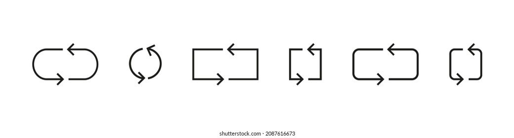 Black rotation arrows icon set. Refresh, recycle, rotate, reload arrows collection. Thin line icon set. Thin line arrows icon collection. Vector. graphic. EPS 10