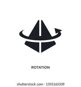 black rotation isolated vector icon. simple element illustration from augmented reality concept vector icons. rotation editable black logo symbol design on white background. can be use for web and