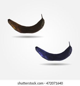 Black rotten banana high resolution flat triangle polygon vector eps10