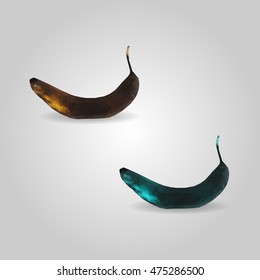Black rotten banana high resolution flat triangle polygon vector eps10