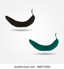 Black rotten banana high resolution flat triangle polygon vector eps10