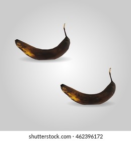 Black rotten banana low and high resolution triangle mesh realistic vector eps10