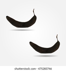 Black rotten banana low and high resolution triangle mesh realistic vector eps10