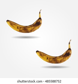 Black rotten banana low and high resolution triangle mesh realistic vector eps10