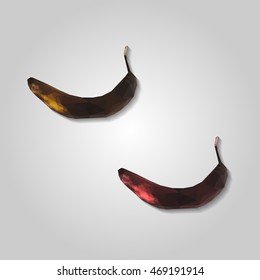 Black rotten banana low resolution flat triangle polygon vector eps10