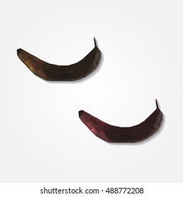 Black rotten banana low resolution flat triangle polygon vector eps10