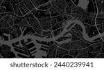 Black Rotterdam map, Netherlands. Vector city streetmap, municipal area.