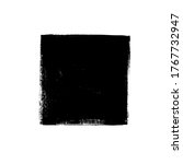 Black rough edge vector square box. Black painted square or rectangular shape. Hand drawn brush stroke isolated on white background. Dirty grunge design frame, border, template or background for text.