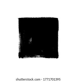 Boîte carrée vectorielle à arête noire rugueuse. Forme carrée ou rectangulaire peinte en noir. Bac à brosse dessiné à la main isolé sur fond blanc. Cadre de conception grunge, bordure, modèle ou arrière-plan sale pour le texte.