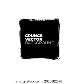 Black rough edge vector square box with text. Hand drawn black painted rectangular shape. Grunge brush stroke isolated on white background. Dry brush frame, border, template or background for text.